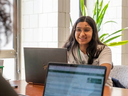 Student at computer